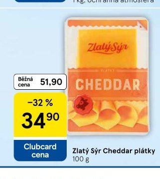 Zlatý Sýr Cheddar plátky