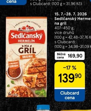 Sedlčanský Hermelín na gril