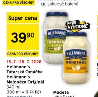 Hellmann's Tatarská Omáčka / Majonéza Originál
