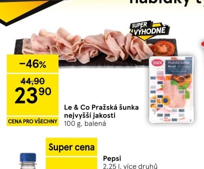 Le & Co Pražská šunka nejvyšší jakosti 100 g, balená