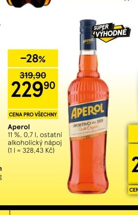 Aperol 11 %, 0,7 l, ostatní alkoholický nápoj