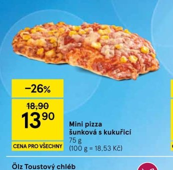Mini pizza šunková s kukuřicí 75 g
