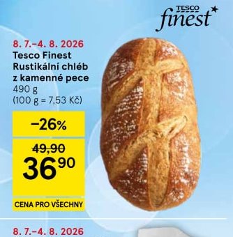 Tesco Finest Rustikální chléb z kamenné pece 490 g