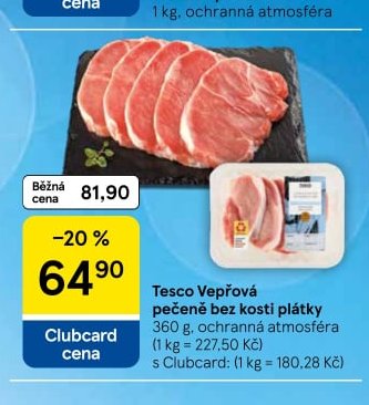 Tesco Vepřová pečeně bez kosti plátky