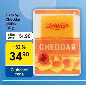 Zlatý Sýr Cheddar plátky 100 g
