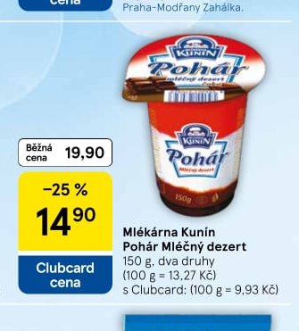 Mlékárna Kunín Pohár Mléčný dezert 150 g