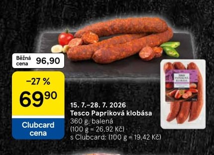 Tesco Grill Master Papriková klobása
