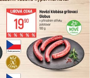 Hovězí klobása grilovací Globus