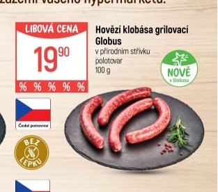 Hovězí klobása grilovací Globus
