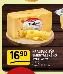 KRALEVIC SÝR EMENTÁLSKÉHO TYPU 45%