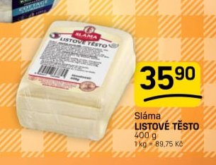 Sláma LISTOVÉ TĚSTO