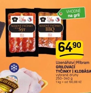 Uzenářství Příbram GRILOVACÍ TYČINKY | KLOBÁSA