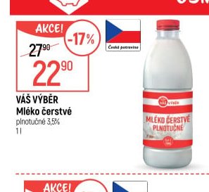 Váš výběr Mléko čerstvé plnotučné 3,5%