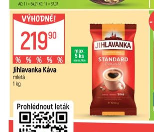 Jihlavanka Káva mletá 1 kg