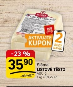 Sláma LISTOVÉ TĚSTO