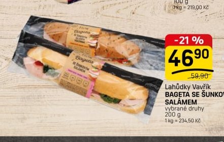 Lahůdky Vavřík BAGETA SE ŠUNKOVÝM SALÁMEM