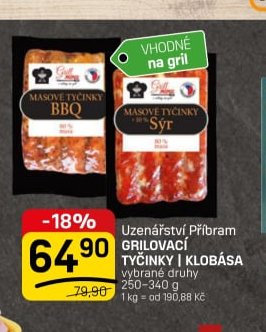 Uzenářství Příbram GRILOVACÍ TYČINKY | KLOBÁSA