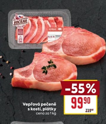 Vepřová pečeně s kostí, plátky