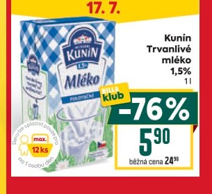 Kunín Trvanlivé mléko