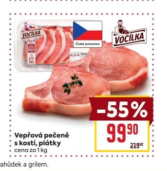 Vepřová pečeně s kostí, plátky
