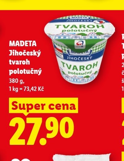 MADETA Jihočeský tvaroh polotučný