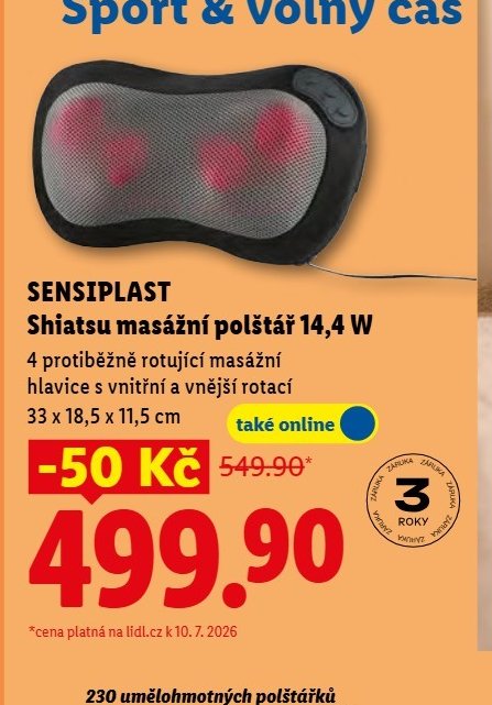 SENSIPLAST Shiatsu masážní polštář 14,4 W