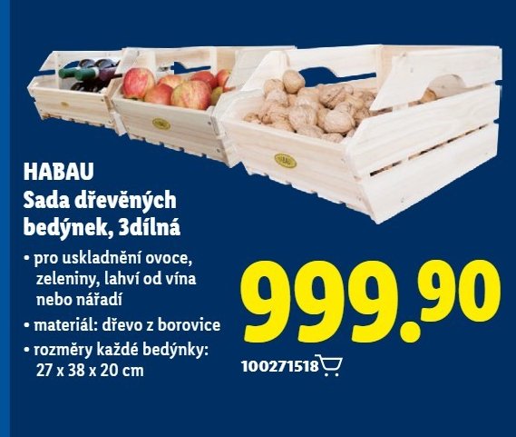 HABAU Sada dřevěných bedýnek, 3dílná