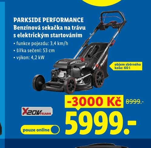 PARKSIDE PERFORMANCE Benzínová sekačka na trávu s elektrickým startováním