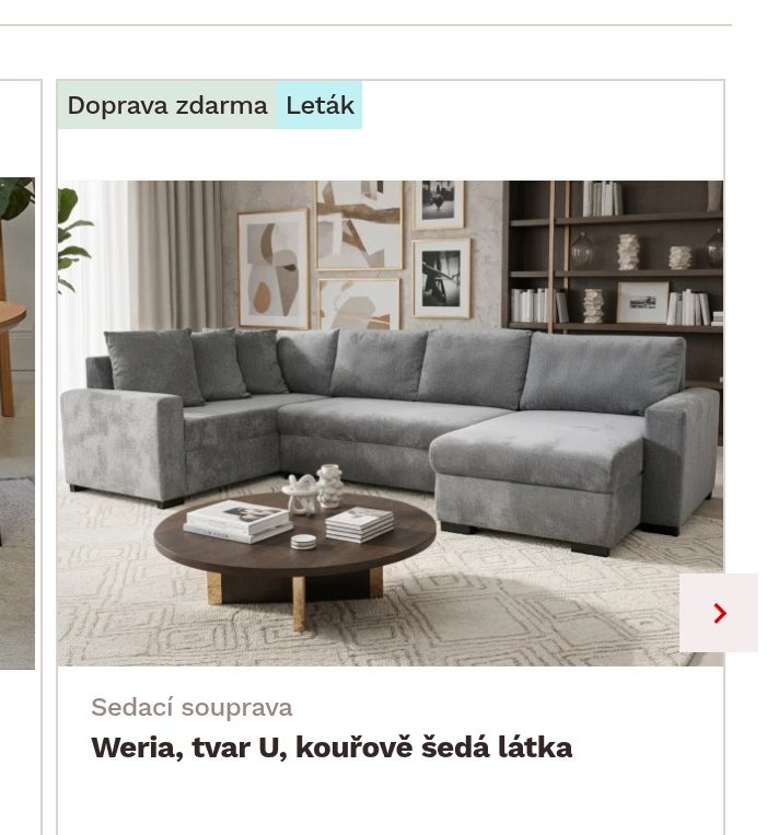 Weria, tvar U, kouřově šedá látka