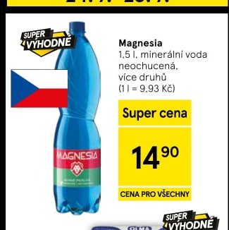 Magnesia 1,5 l, minerální voda neochucená, více druhů