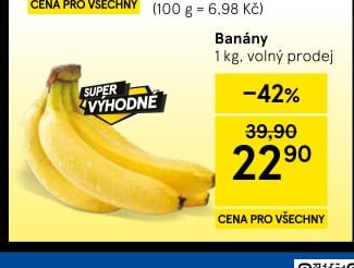 Banány 1 kg, volný prodej