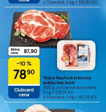 Tesco Vepřová krkovice plátky bez kosti