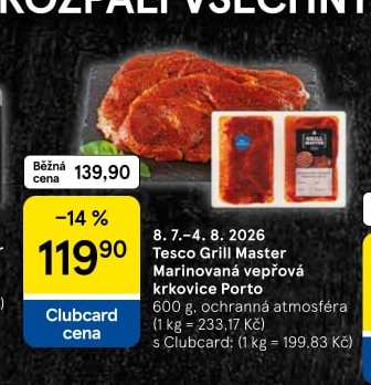 Tesco Grill Master Marinovaná vepřová krkovice Porto