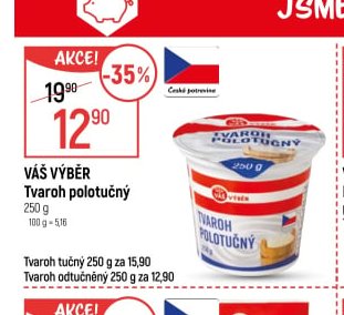 VÁŠ VÝBĚR Tvaroh polotučný 250 g