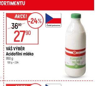 VÁŠ VÝBĚR Acidofilní mléko 950 g