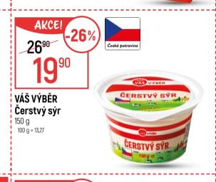 VÁŠ VÝBĚR Čerstvý sýr 150 g