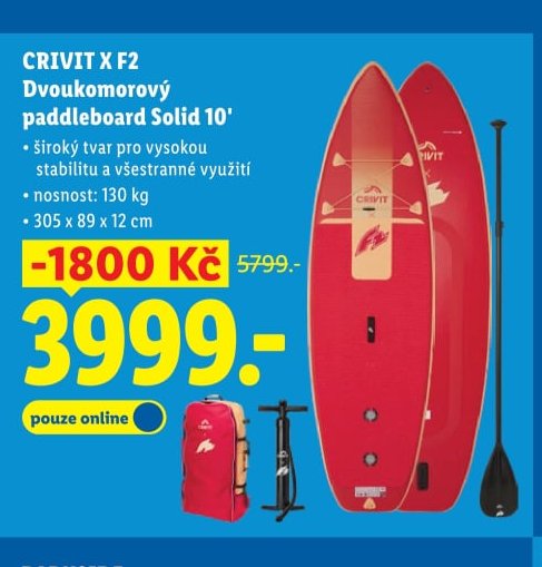 CRIVIT X F2 Dvoukomorový paddleboard Solid 10'