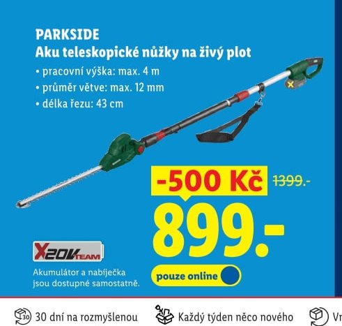 PARKSIDE Aku teleskopické nůžky na živý plot