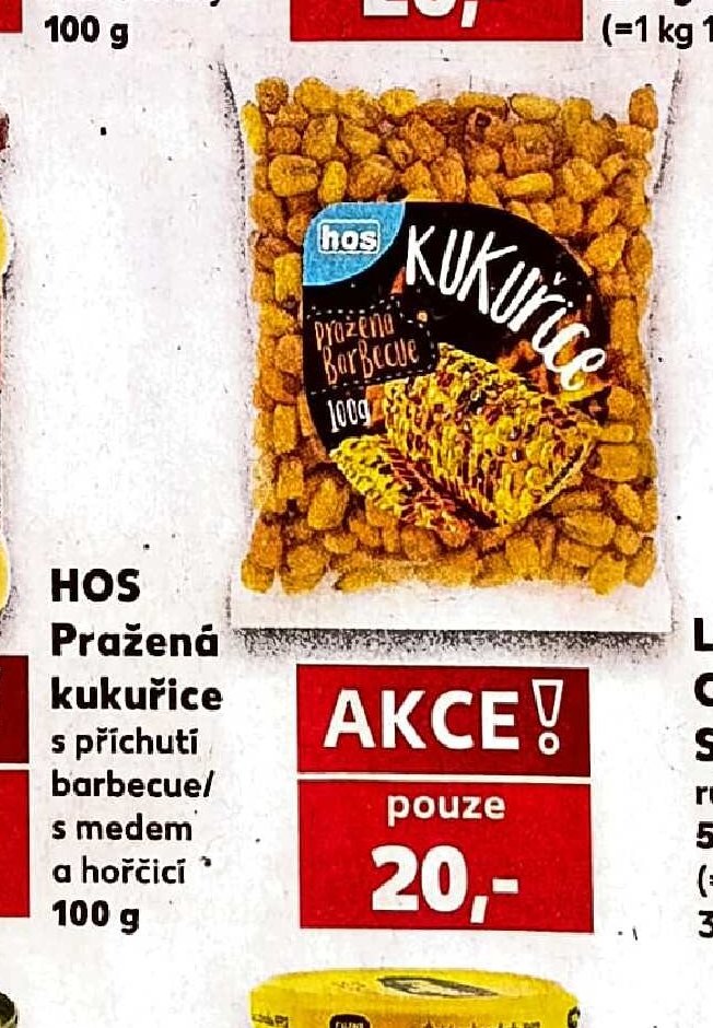 HOS Pražená kukuřice s příchutí barbecue/s medem a hořčicí 100 g