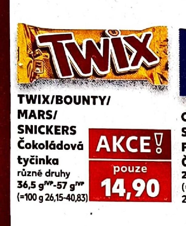 Twix/Bounty/Mars/Snickers čokoládová tyčinka