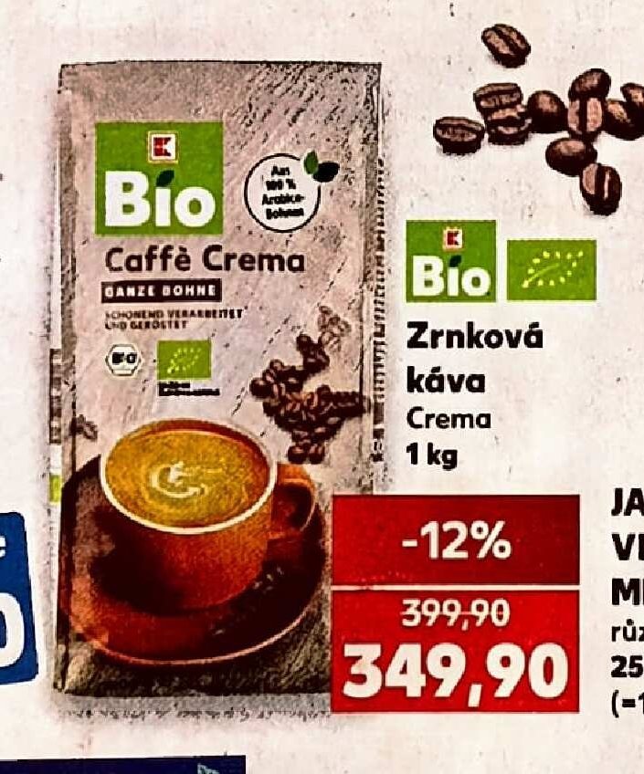 Bio Zrnková káva Crema