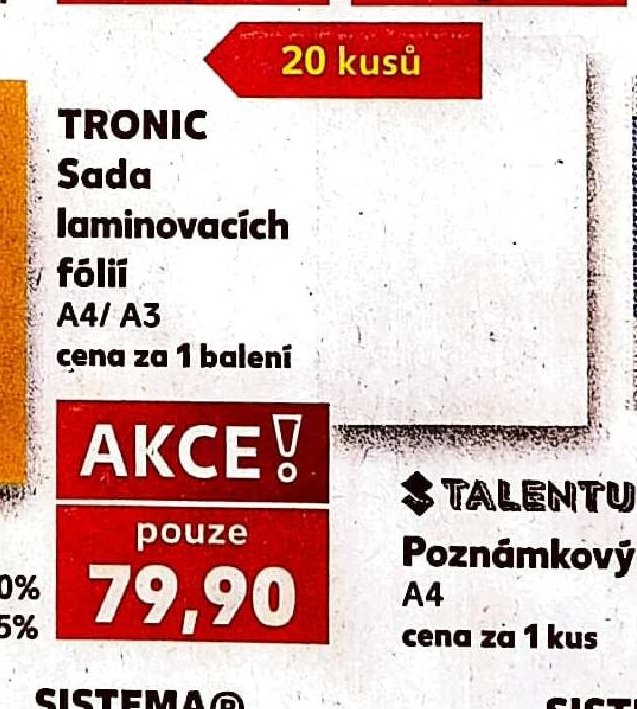 TRONIC Sada laminovacích fólií