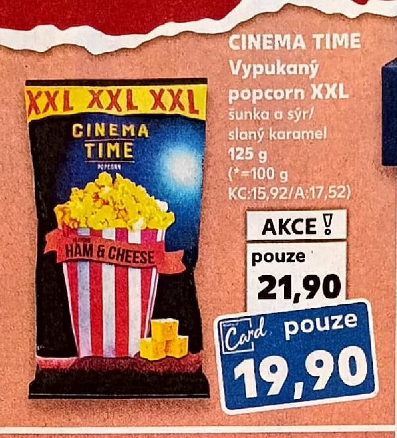 CINEMA TIME Vypukaný popcorn XXL