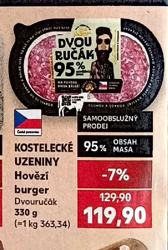 Kostelecké uzeniny hovězí burger