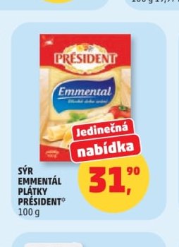 Sýr Emmentál plátky Président