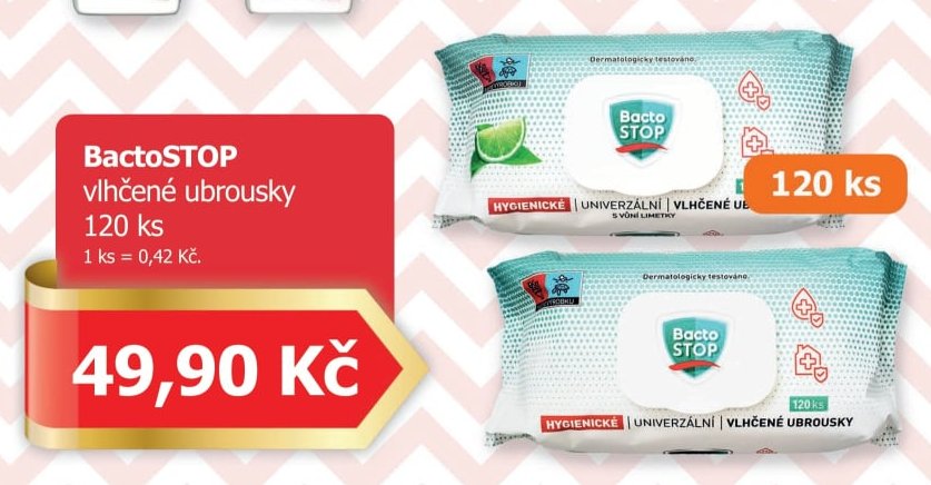 BactoSTOP vlhčené ubrousky 120 ks