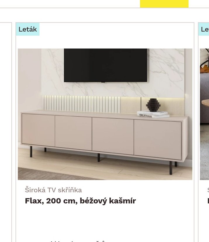 Široká TV skříňka Flax, 200 cm, béžový kašmír
