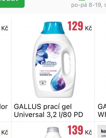 GALLUS prací gel Universal 3,2 l/80 PD