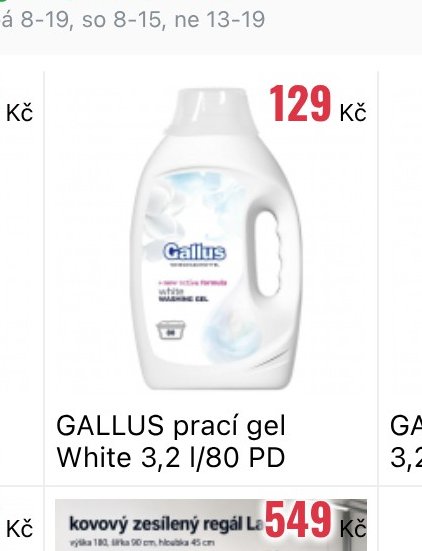 GALLUS prací gel White 3,2 l/80 PD