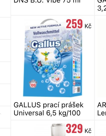 GALLUS prací prášek Universal 6,5 kg/100 PD
